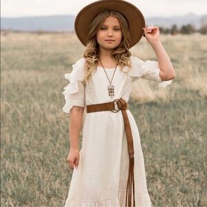 Mia Joy by Joyfolie ivory boho ruffle sleeve crochet accent maxi dress 8